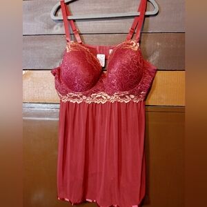 NWOT 3X Super Sexy Red & Gold Padded Underwire babydoll style Lingerie